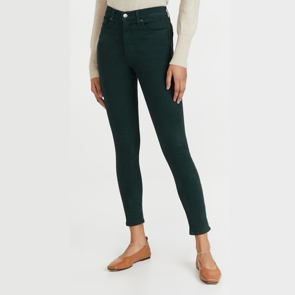 Veronica Beard Debbie High-Rise Skinny Jeans in Evergreen, Size 27